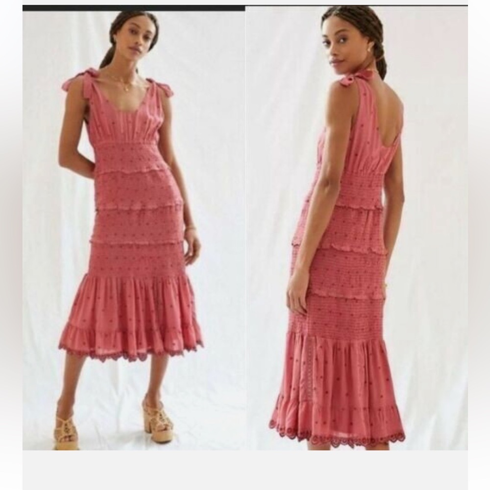 Anthropologie Pink Midi Dress